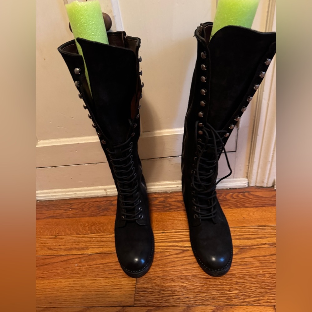 A.S.98 Black Tall Lace-Up Combat Boots